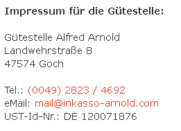 Impressum für die Gütestelle